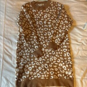 LOFT Leopard Print Brown Sweater Dress